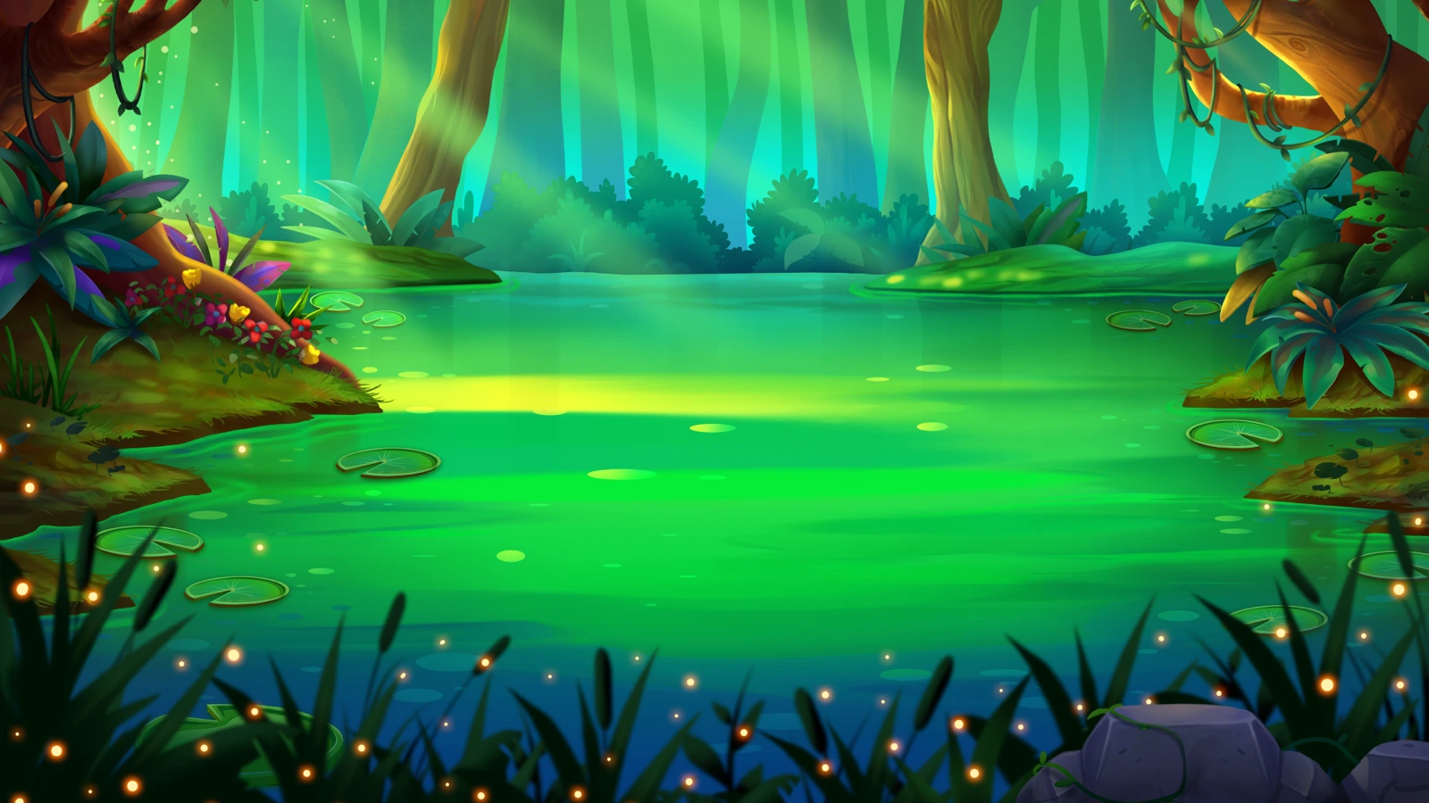3 Lucky Gators slot game background artwork by PearFiction Studios