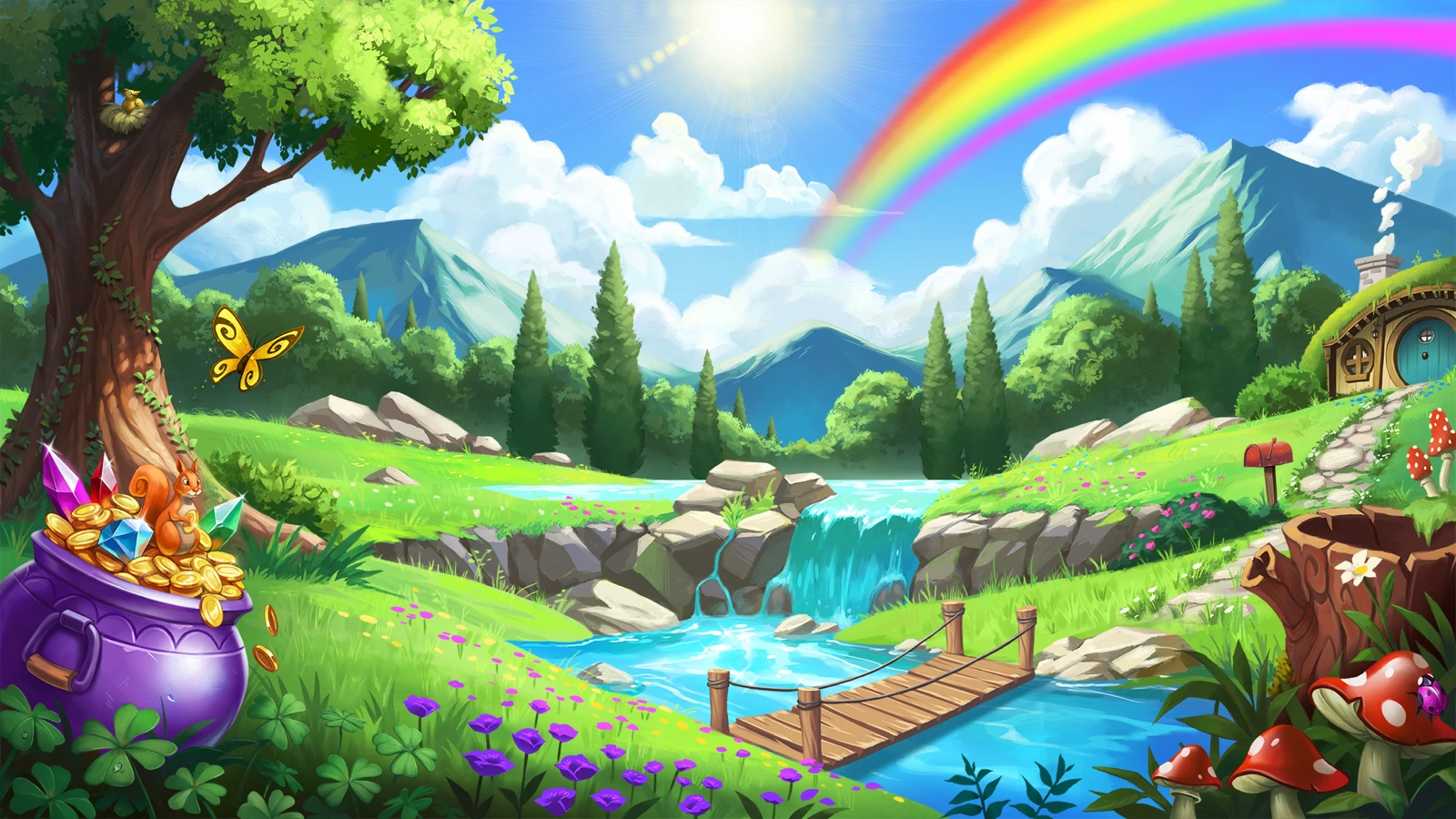 3 Lucky Leprechauns slot game background artwork by 4ThePlayer