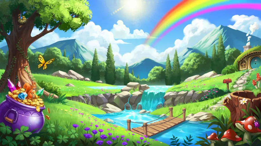 3 Lucky Leprechauns slot game background artwork by 4ThePlayer