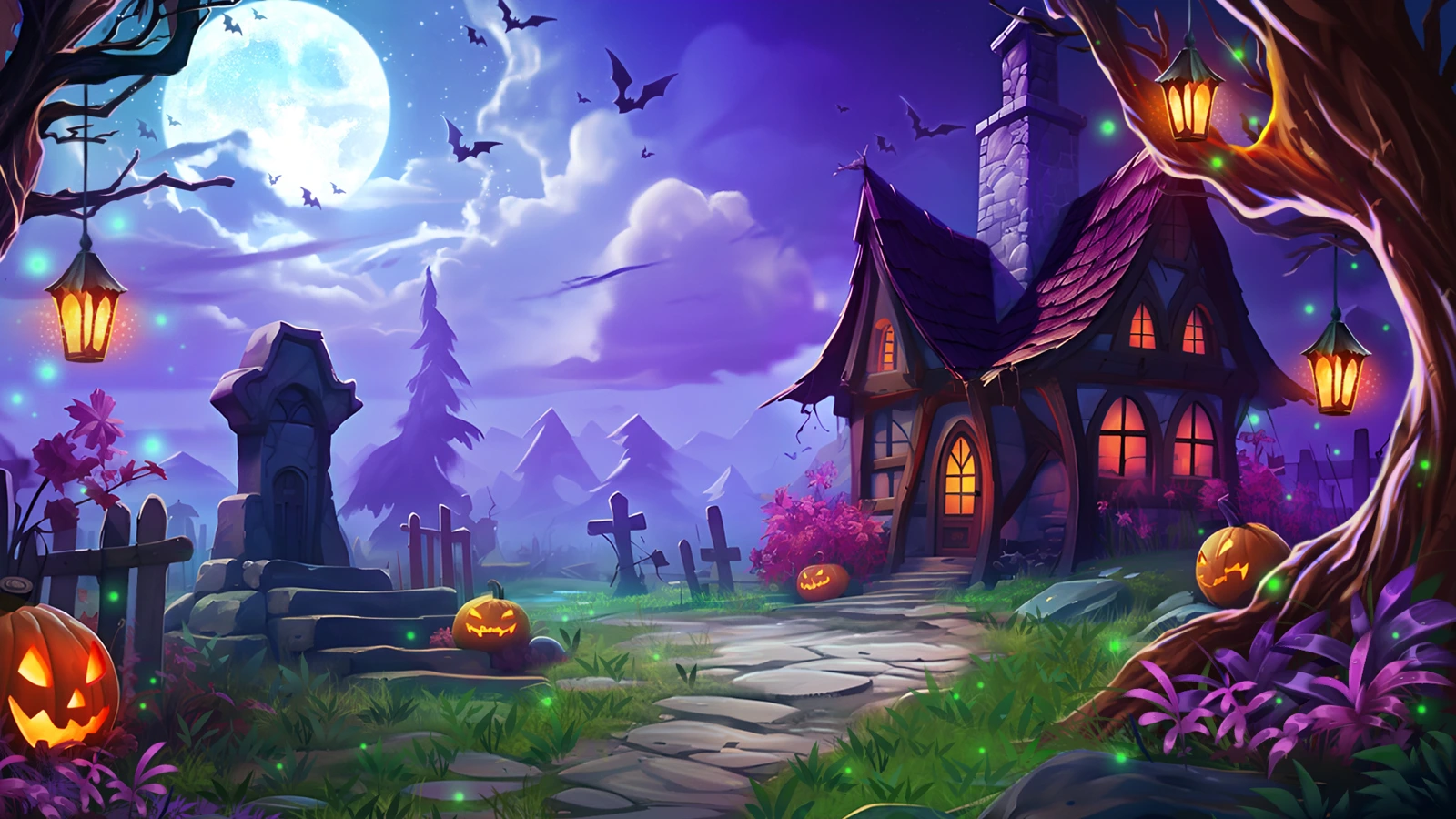 3 Lucky Witches slot game background artwork by 4ThePlayer