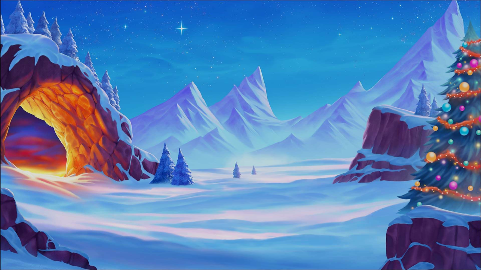 A Hot Hot Blazing Christmas slot game background artwork by Light & Wonder