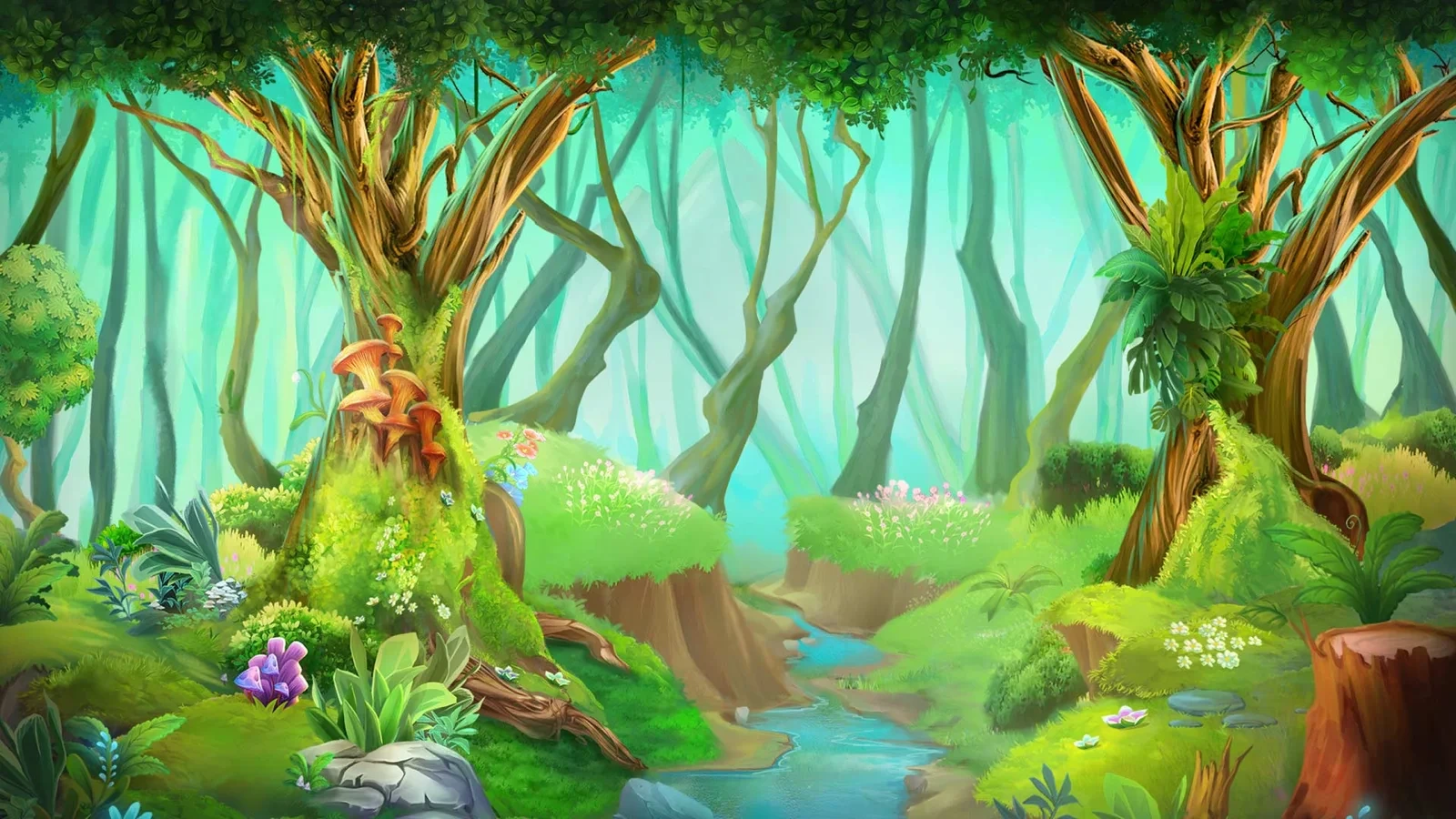 Alice in WildLand slot game background artwork by SpinPlay Games
