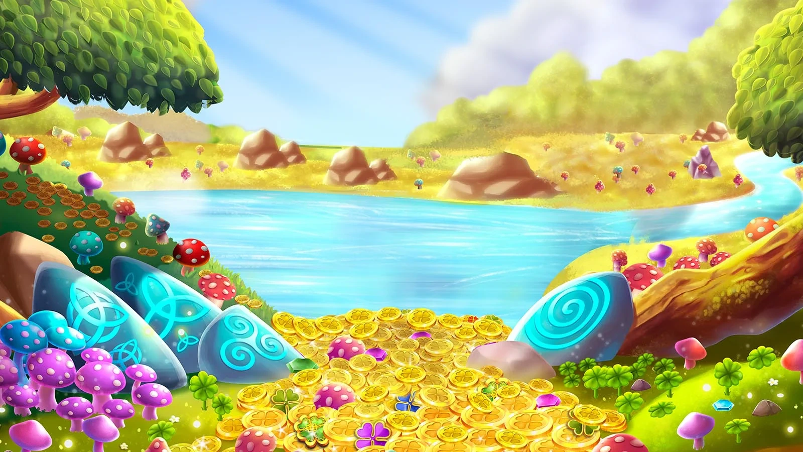 Amazing Link Riches slot game background artwork by SpinPlay Games