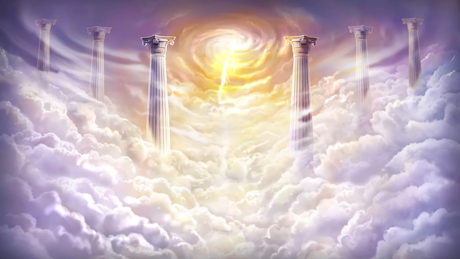 Amazing Link Zeus slot game background artwork by SpinPlay Games