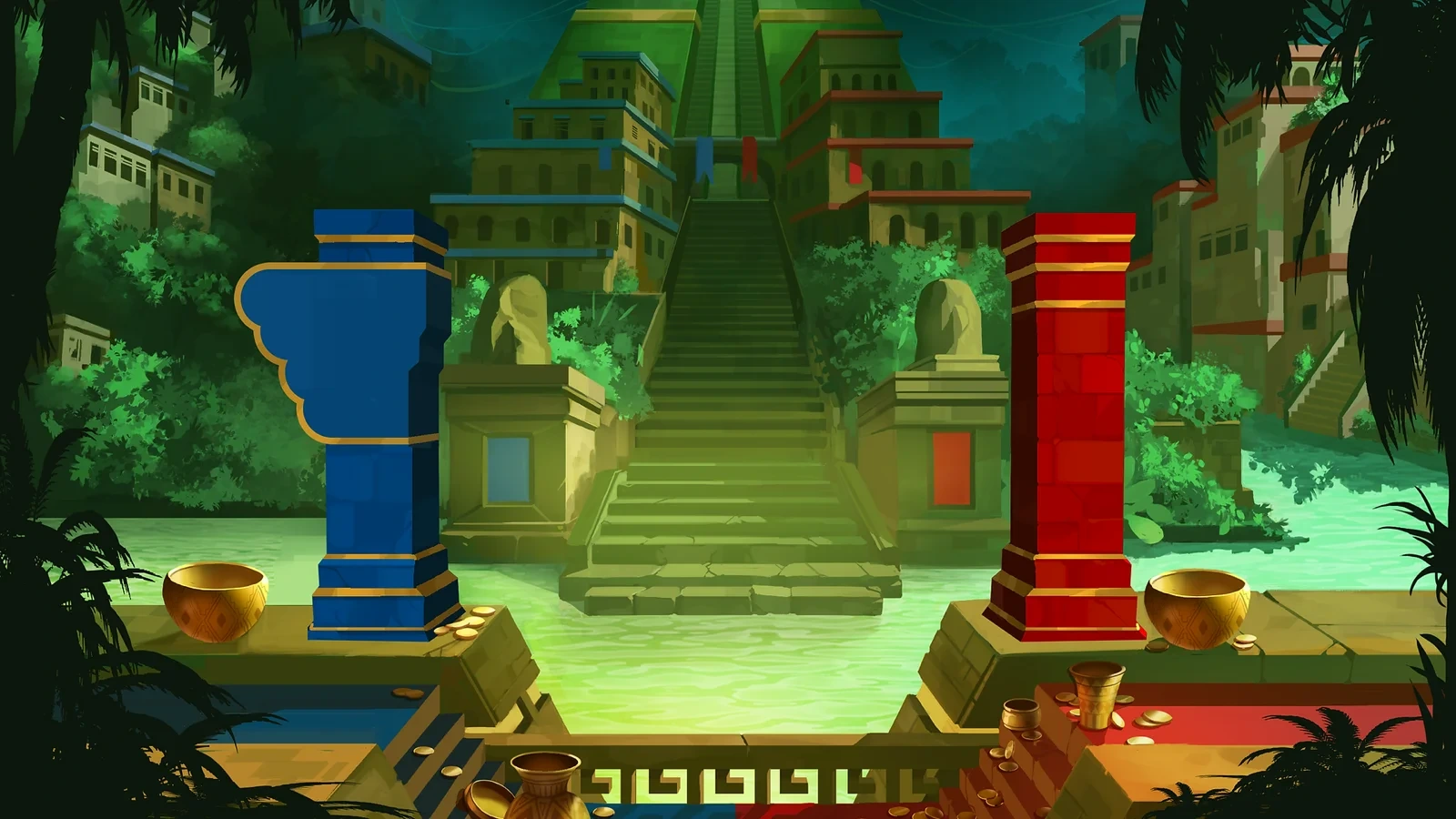 Amazon Kingdom slot game background artwork by Just For The Win