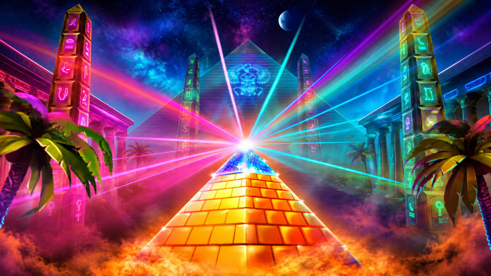 Ancient Disco slot game background artwork by Red Tiger
