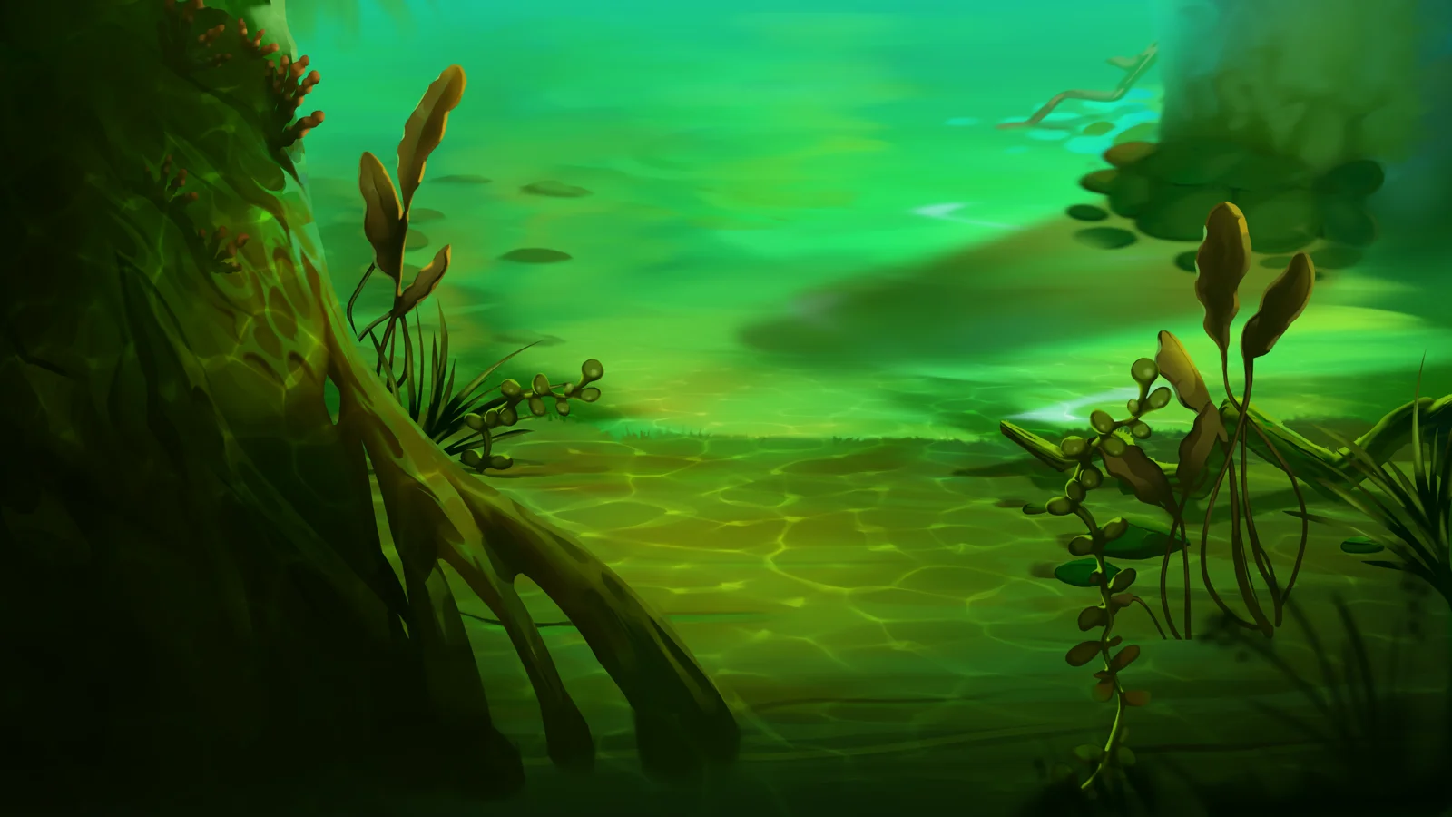 Blazing Piranhas slot game background artwork by PearFiction Studios
