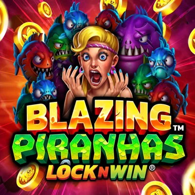 Blazing Piranhas slot game logo icon by PearFiction Studios