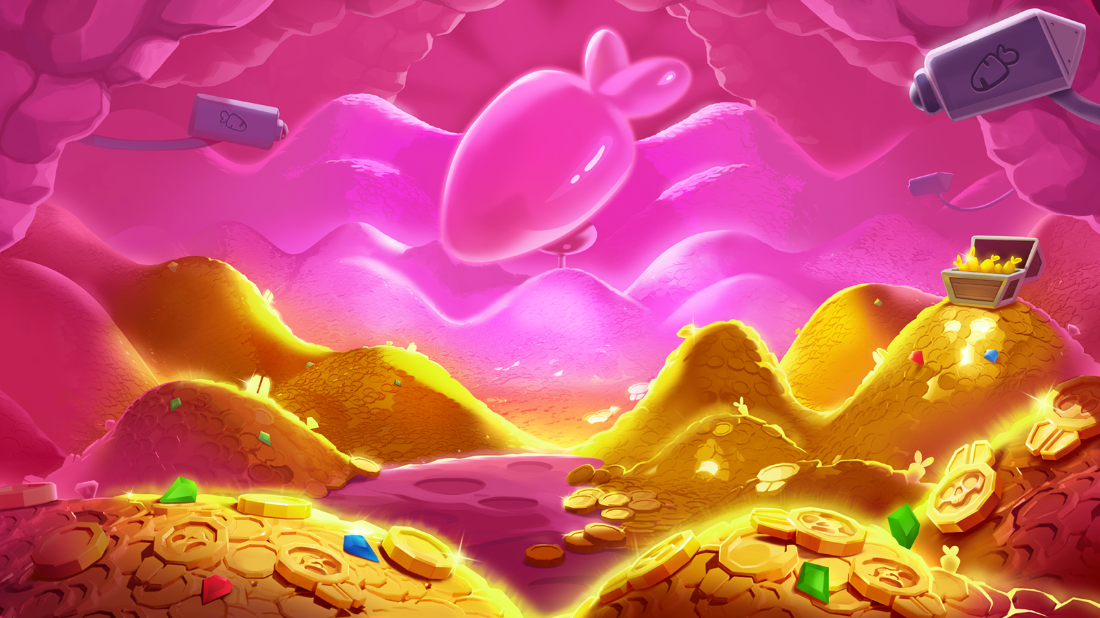 Bunny Loot slot game background artwork by PearFiction Studios