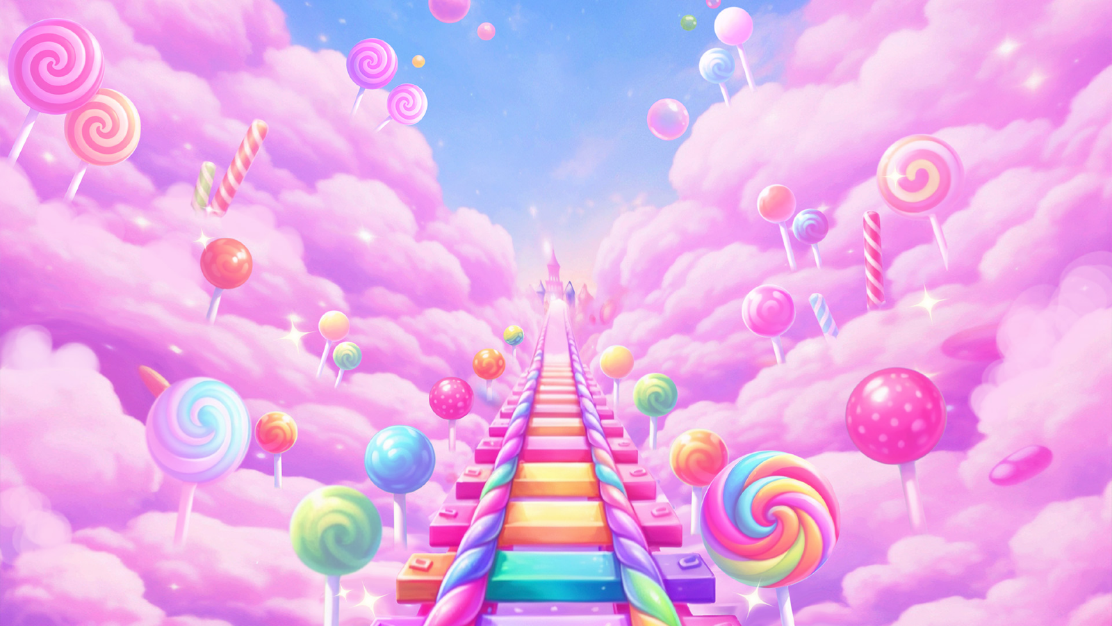 Candy Express Gold Blitz slot game background artwork by Fortune Factory Studios