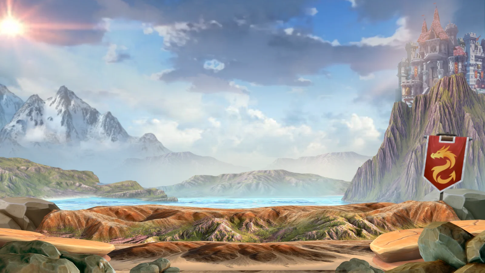 Dragons Cache slot game background artwork by SpinPlay Games