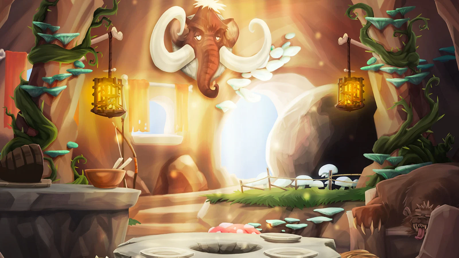 Eggz! POWER COMBO slot game background artwork by All For One Studios