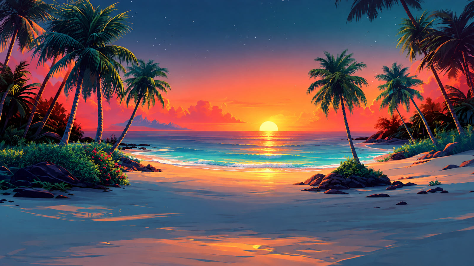 Fruit Shifter: Sunset Jackpots slot game background artwork by Air Dice