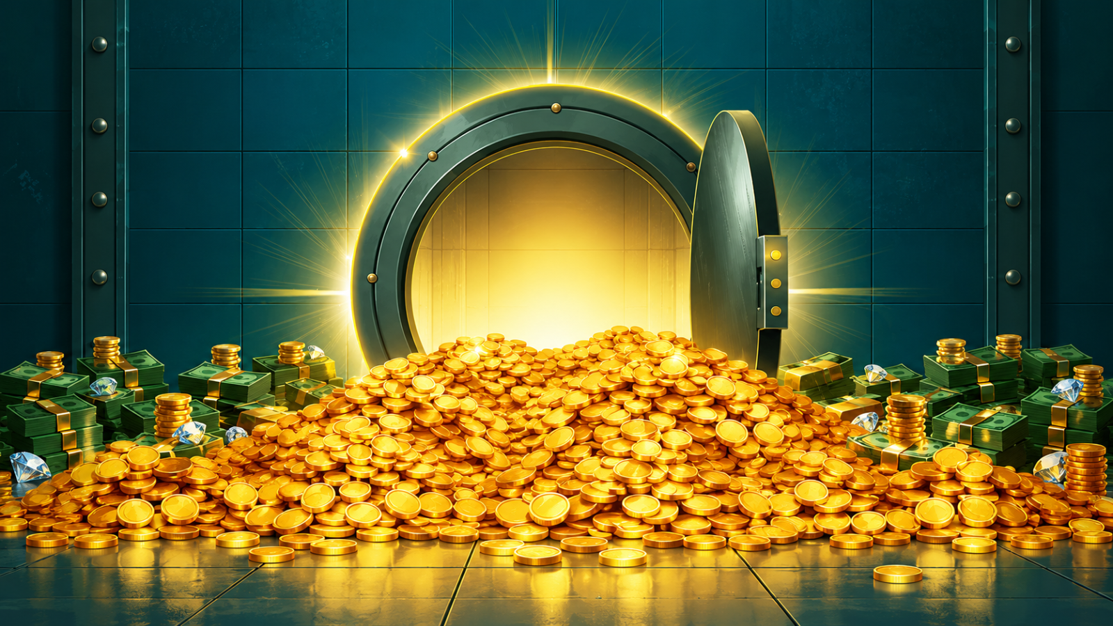 Piggy Patrons: Extra Bank video slot game background artwork by All For One Studios